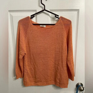 PORTRAITS by Northern Isles Vintage Orange/peach  Sweater Knit XL  3/4 Sleeves